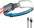 Smiling Shark Headlamp, Head Lamp Led Rechargeable 6 Modes 7*White Lights 270° Lighting Red Tail Light for Camping Fishing Running Repairation, LED-Headlamp-Rechargeable-Light