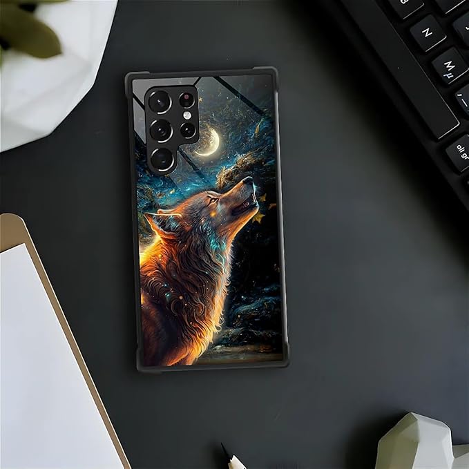 for Samsung Galaxy S23 Ultra Case, Star Cave Hungry Wolf Pattern Graphic Design Girl Boy Soft Silicone Hard Acrylic Shock Protection for Samsung Galaxy S23 Ultra