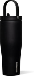 Corkcicle Go Cup XL - Leak-Proof Travel Tumbler - Triple Insulated Stainless Steel Water Bottle - Easy-Carry Handle - Summer Drinkware Gift - Keeps Drinks Ice Cold - 30 oz - Matte Black