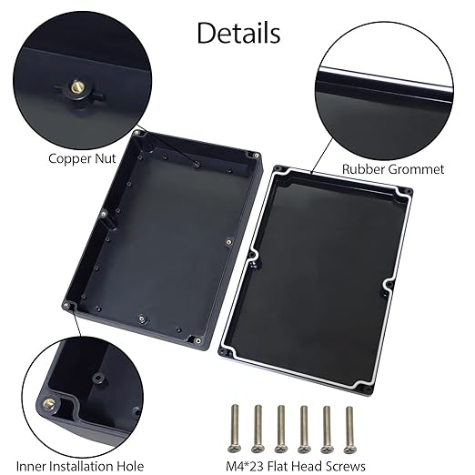 LeMotech Project Box ABS Plastic Junction Box IP65 Waterproof Hobby Box Electrical Boxes Universal Enclosure for Electronic Black 8.9X 5.7X 3.1 inch(230x150x85mm)（Pack of 1