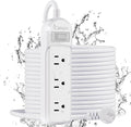 Outdoor Power Strip Weatherproof - IPX6 Waterproof 24.6ft Extension Cord 3 Widely Outlets Overload Protection Shockproof Flat Plug Wall Mountable for Outdoor Indoor ETL,White