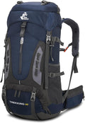 Bseash 60L Hiking Camping Backpack with Rain Cover, Waterproof Large Capacity Outdoor Sport Travel Daypack Climbing Touring (Navy Blue)