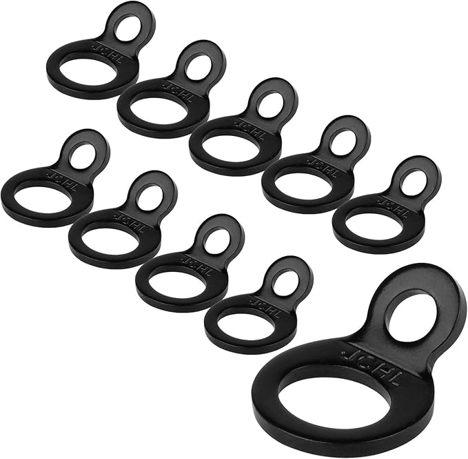 Tie Down Strap Rings Dirt Bike Stainless Steel Multi-Purpose Tie Down Anchor Strapping Hooks for Mounting in The Garage, Work Shop, Truck, Trailer, Golf Cart, Fence Black (10-Pack)