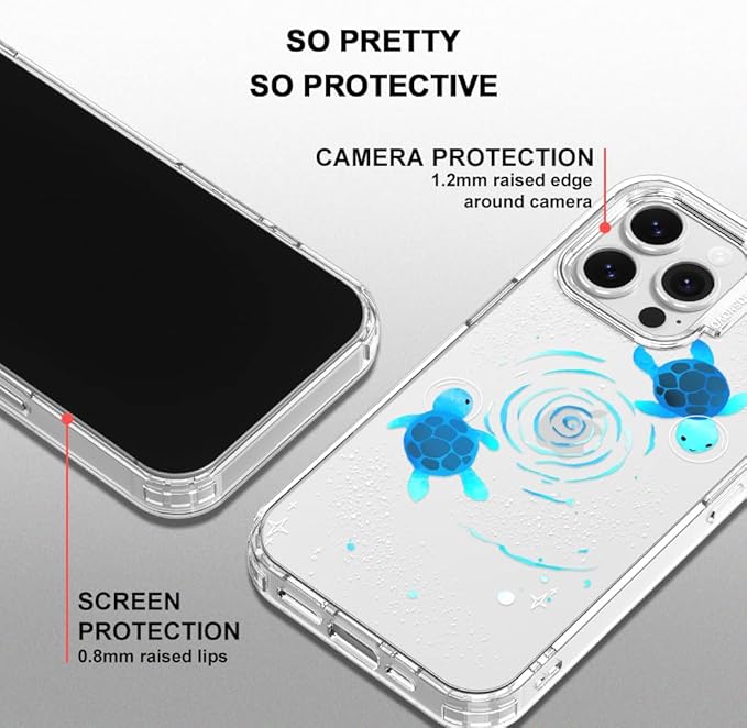 MOSNOVO Case for iPhone 16 Pro Max, [Buffertech 6.6ft Military-Grade Drop Protection] [Anti Peel Off Tech] Clear TPU Bumper Phone Case Cover Design - Space Turtle