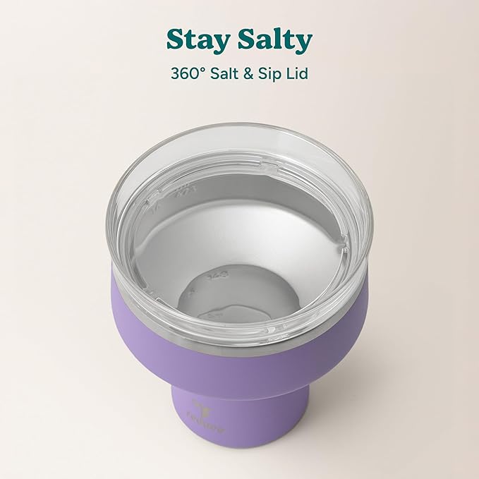 REDUCE Saltini 16 oz Cocktail Tumbler - Insulated Margarita Tumbler with Lid - Keeps Drinks Cold for 10 Hours - 360 Sippable Martini Glass Alternative - Shatterproof, Perfect for Parties-Purple Punch
