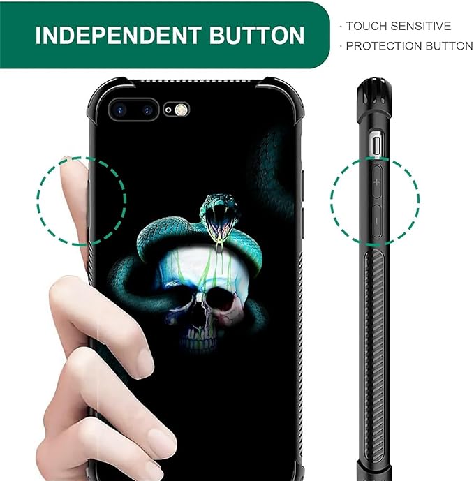 for iPhone 7 Plus/8 Plus Case, Skeleton Winding Snake Pattern Graphic Design, Soft Silicone Hard Acrylic Shock Protection