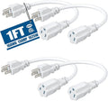 DEWENWILS Short Extension Cord, 1 Foot Power Cord, 16 AWG SJTW Weatherproof Extension Cable for Indoor Use, 3 Prong Grounded Outlets Plugs, NEMA 5-15P to NEMA 5-15R, White, UL Listed,4 Pack
