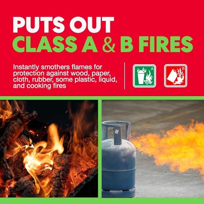 Emergency Fire Blanket - ASTM Certified Fire Suppression Blanket for Home, Kitchen, Grill, Camping, Car & More - 40" x 40" Flame Retardant Fabric, No Mess, Easy Deployment