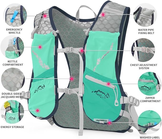 IX INOXTO Running Hydration Vest for Men Women Water Backpack for Running 3L Running Hydration Pack for Trail Running Marathon Race Hiking