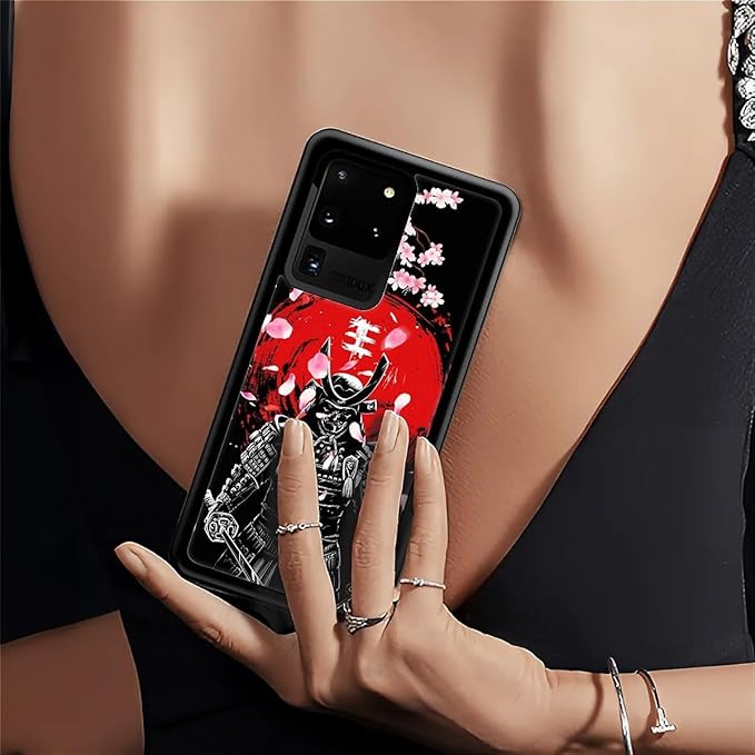 for Samsung Galaxy S20 Ultra Case, Sakura Japanese Samurai Pattern Graphic Design Girl Boy Soft Silicone Hard Acrylic Shock Protection for Samsung Galaxy S20 Ultra