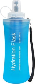 GUYI 500ml Collapsible Water Filter Bottle, Removes Impurities, BPA Free, Ultralight for Hiking, Camping, Cycling & Travel-Blue