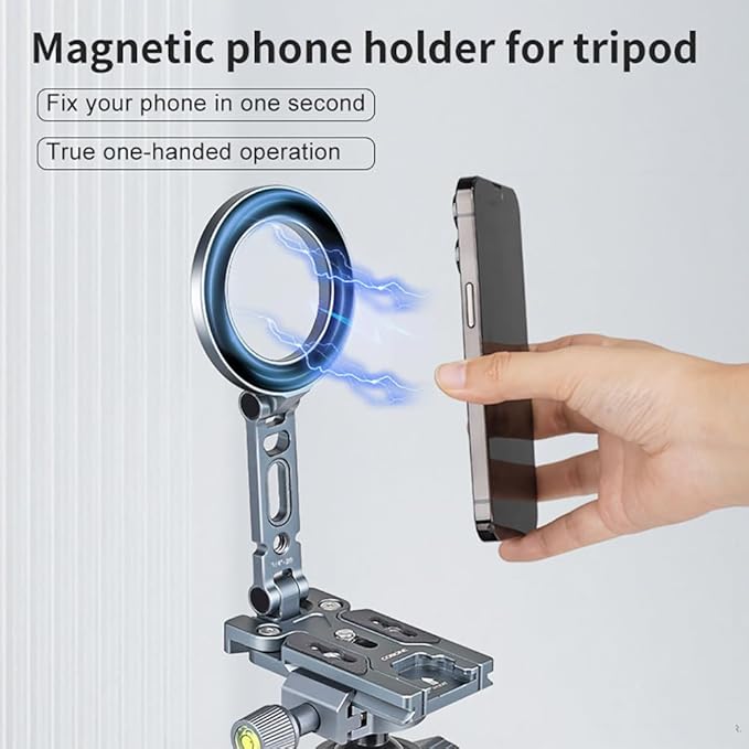 Magnetic Pocket Tripod for MagSafe, Foldable Cell Phone Desk Stand Compatible with iPhone 16/15/14/13/12 Series, Mini Phone Tripod Mount Handle Stand Travel All in One