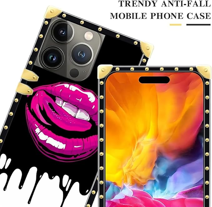Compatible with iPhone 15 Pro Case, Black White Red Slap Sexy Luxury Golden Decoration for Girl Women Soft TPU Shockproof Protective Hard PC Back for iPhone 15 Pro