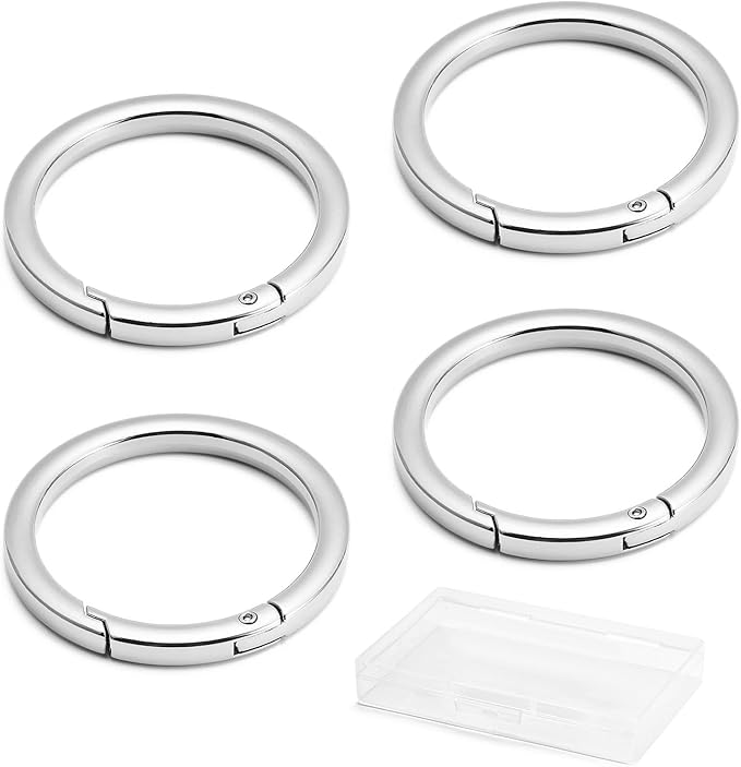 DEVPSISR 4pcs Flat Trigger Spring O Rings,Metal Keychain Ring Round Carabiner Clips for Keyrings Buckle, Bags,Purses,Purses