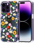 MOSNOVO Case for iPhone 14 Pro Max, [Buffertech 6.6ft Military-Grade Drop Protection] [Anti Peel Off Tech] Clear TPU Bumper Phone Case Cover Design - Black Cat in Garden