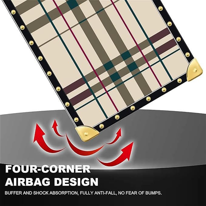 Compatible with iPhone 16 Pro Case, Black Red Beige Stripes Luxury Golden Decoration for Girl Women Soft TPU Shockproof Protective Hard PC Back