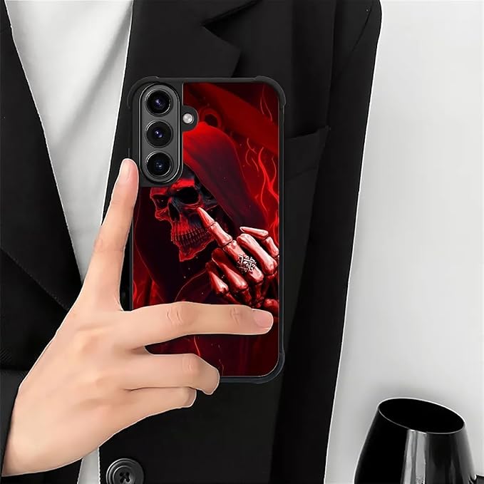 for Samsung Galaxy S26 Plus Case,Graphic Design for Girl Boy Soft Silicone Hard Acrylic Shock Protection Designed for Samsung Galaxy S26 Plus Gestures Funny Skull Pattern