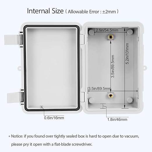 Junction Box, ABS Plastic, IP65 Waterproof Dustproof Universal Electrical Enclosure, Hinged Shell Outdoor and Indoor Usage Project Box, 5.9"x 3.9"x 2.8"(150x100x70mm), Grey