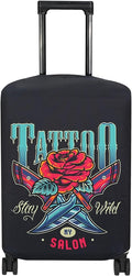 Explore Land Travel Luggage Cover Suitcase Protector Fits 18-22 Inch Case (Blade Rose, S)