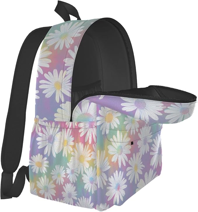 cfpolar 17 Inch Backpack Cute Daisy Flower Laptop Bag Shoulder Bag School Bookbag Casual Daypack For Boys Girls,A-10