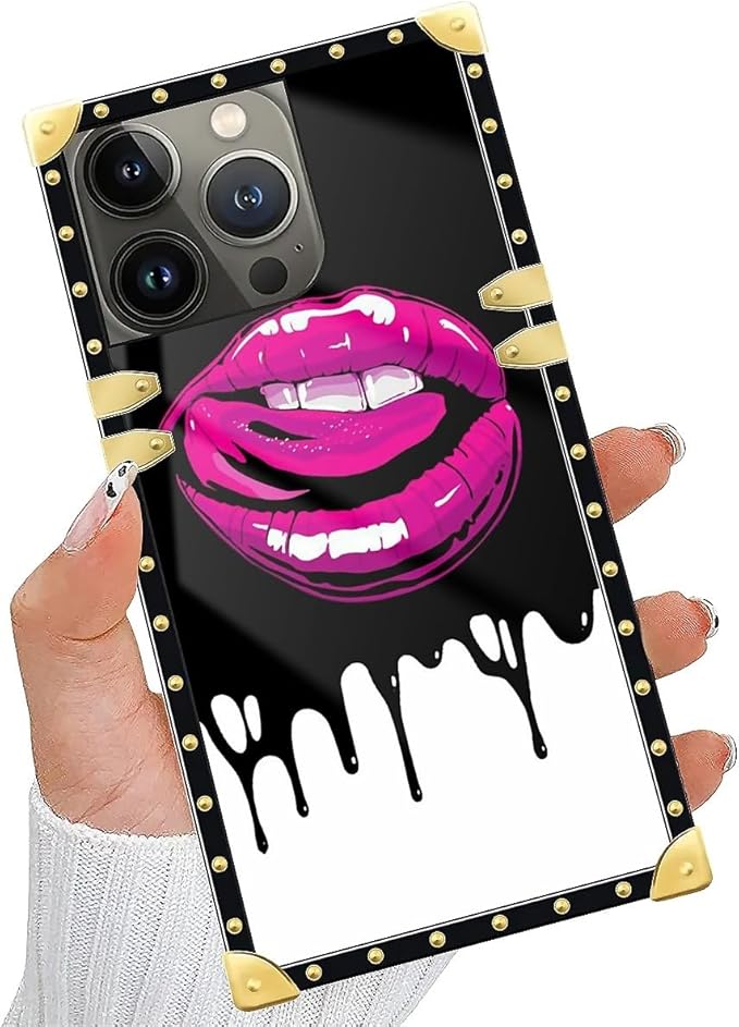 Compatible with iPhone 14 Pro Max Case, Black White Red Slap Sexy Luxury Golden Decoration for Girl Women Soft TPU Shockproof Protective Hard PC Back for iPhone 14 Pro Max