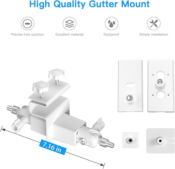 HOLACA 2-in-1 Weatherproof Gutter Mount for Stick Up Cam Pro Solar Panel, Spotlight Cam Pro Battery and Stick Up Cam Plus Battery Outdoor Mount Accessories for Ring Super Solar Panel (White)