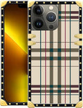 Compatible with iPhone 13 Pro Max Case, Black Red Beige Stripes Luxury Golden Decoration for Girl Women Soft TPU Shockproof Protective Hard PC Back for iPhone 13 Pro Max
