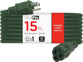 UltraPro Outdoor Extension Cord, 15 Ft, Heavy Duty 3 Prong Extension Cord, 16 AWG 125 VAC Outdoor Long Power Strip, ETL Listed, Green, 68306