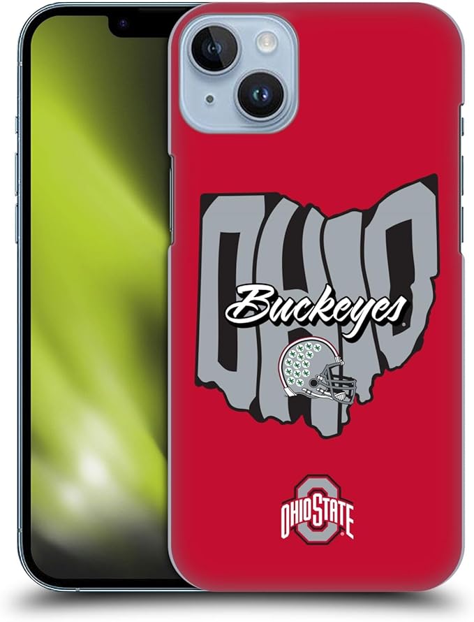 Head Case Designs Officially Licensed Ohio State University Map Football Graphics Hard Back Case Compatible with Apple iPhone 14 Plus