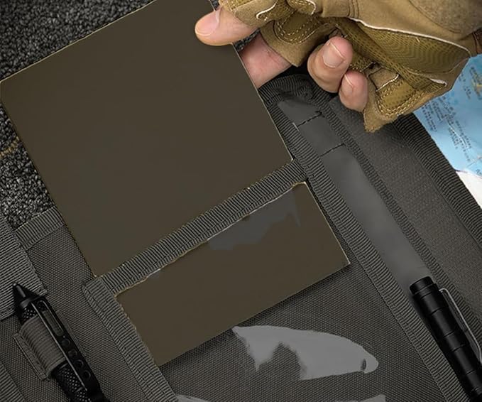 Tactical Map Case Multifunctional Map Pouch with Pen EDC Tool Holder Map Protector Foldable Map Storage Bag with Clear Window for Reading Map while Outdoors or Hiking (CP)