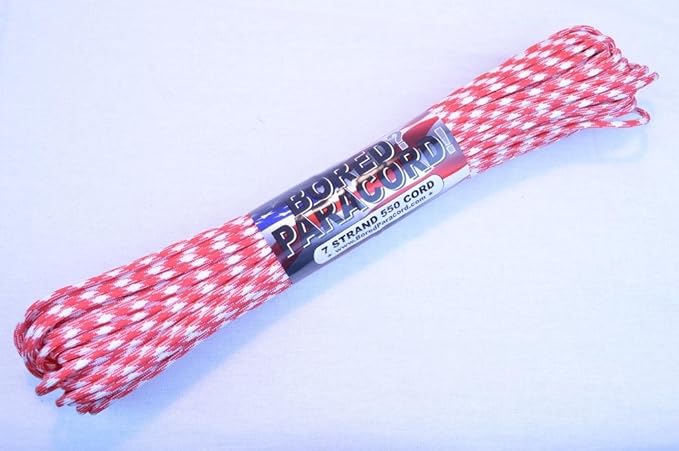 BORED? PARACORD! 550 lb Paracord – Ideal for Crafting, DIY Projects, Camping, Military & Active Outdoors – 300+ Colors – Tactical Parachute Cord Type III – Strong - Strawberry Fields 50 Feet