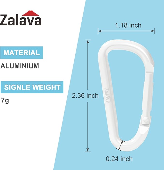 6PCS Carabiner Keychain, 2 inch Aluminum D-Clip Caribeener with Hook