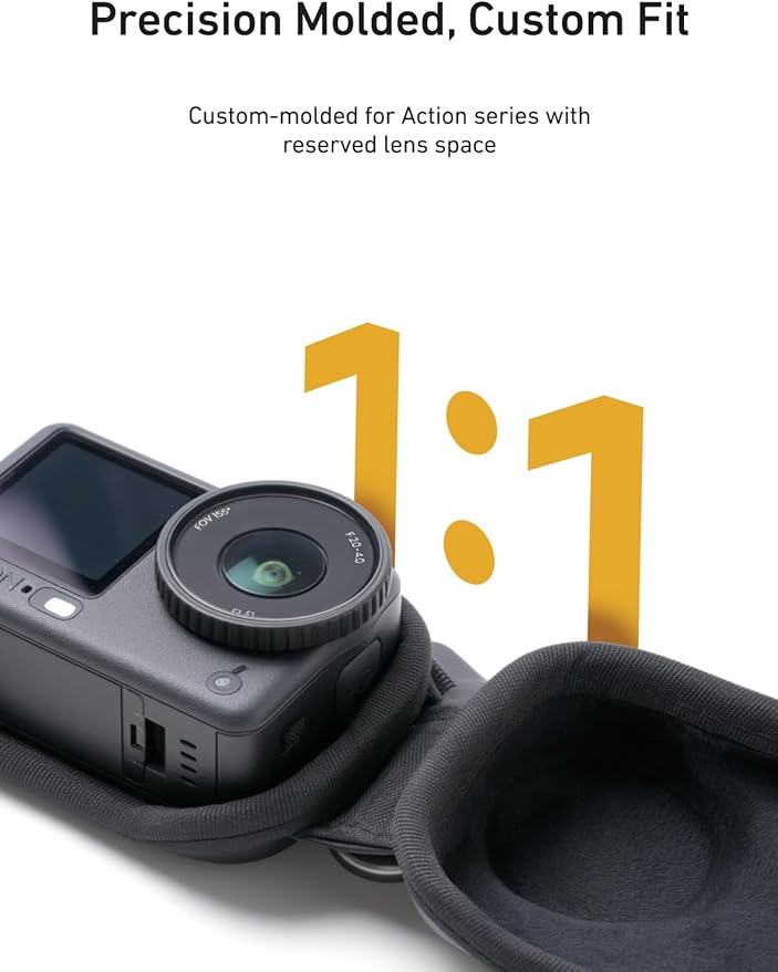 TELESIN Mini Carrying Case for DJI Osmo Action 6/5 Pro/4/3, Xtra Edge Pro/Edge Case, Waterproof Hard EVA Shell Travel Storage Case with Carabiner & Bottom Opening for Selfie Stick/Tripod Accessories