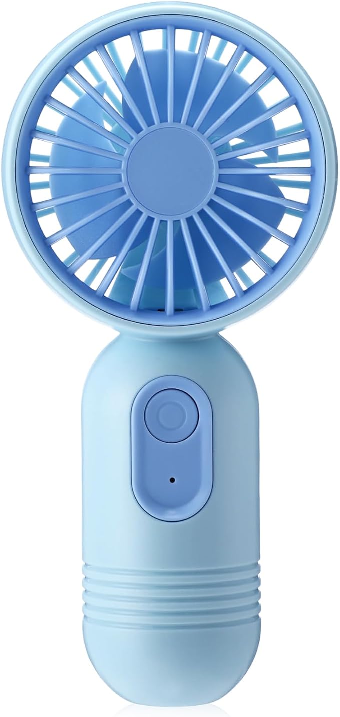 Rossesay 1 Pcs Mini Portable Fan Bulk Cute Handheld Lightweight Small Little Personal Hand Eyelash Fan 3 Speeds USB Rechargeable for Women Men Indoor Outdoor Makeup Travel (Blue)