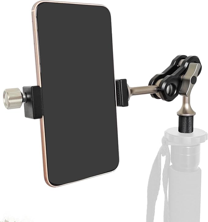 AUSCAMOTEK Aluminum Phone Mount with 1/4 Inch Screw for Tripods – 360° Adjustable Arm, Fits 2 to 3.6 Inch Phones, Vertical or Horizontal Shooting for Hunting, Shooting, Filming, and Outdoor Use