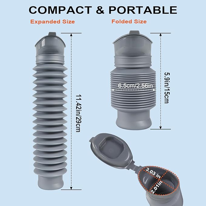 Pee Bottles for Men, Portable Urinal for Men, Collapsible Urine Bottle 750ML, Car Urinals for Men and Women, Emergency Urinal Shrinkable Pocket Toilet for Travel, Camping, Traffic Jam, Road Trips