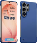 GRECAZO Slim Borderless for Samsung Galaxy S26 Ultra Phone Case 6.9"(2026) Ultra-Thin Lightweight Frameless Matte Hard PC Cover Case with Pull Ring Minimalist Non Slip Rope-Blue