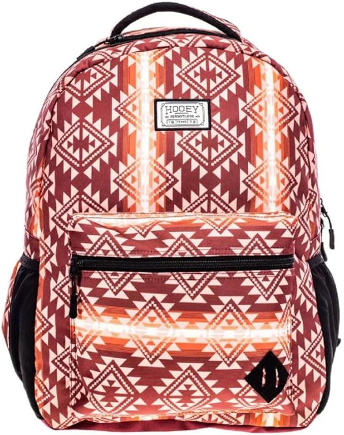 HOOEY Recess 25L Backpack - Durable Lightweight Daypack for Travel, Gym, & Outdoor Use - Spacious Main Compartment, Laptop Sleeve, Water-Resistant, Stylish Unisex Design (Maroon/Aztec)