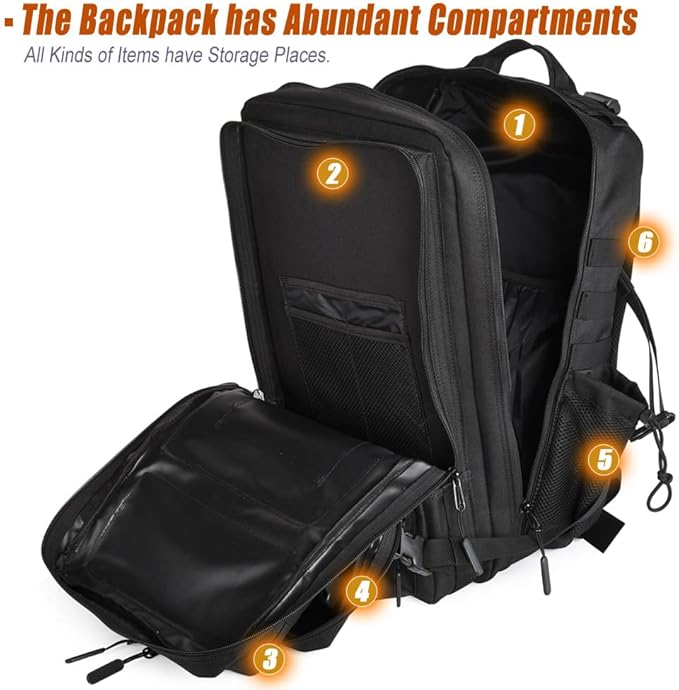 45L Tactical Backpack for Men Women, Military Assault Pack with MOLLE, Large 3 Day Bug Out Bag for Hiking Camping