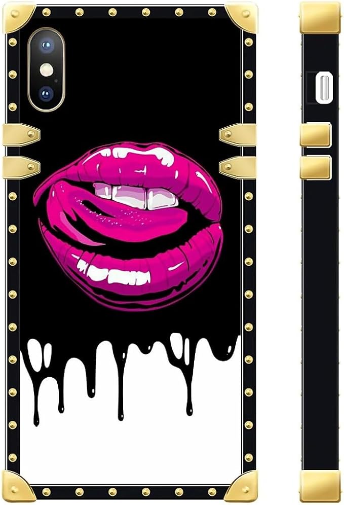 Compatible with iPhone Xs Max Case, Black White Red Slap Sexy Luxury Golden Decoration for Girl Women Soft TPU Shockproof Protective Hard PC Back for iPhone Xs Max