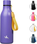 Konokyo Insulated Water Bottle with Strap,18 oz Double Wall Stainless Steel Vacuum Bottles Metal Water Flask,Purple