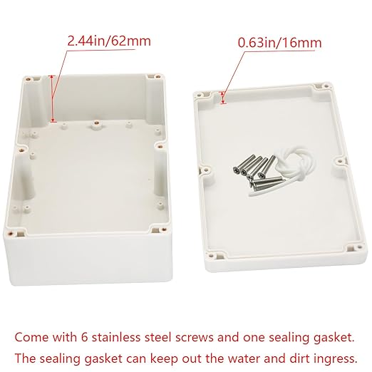 Project Box IP65 Waterproof Junction Box ABS Plastic Electrical Boxes DIY Electronic Project Case Power Enclosure White 9.06x5.90x3.43 inch (230 x 150 x87 mm)