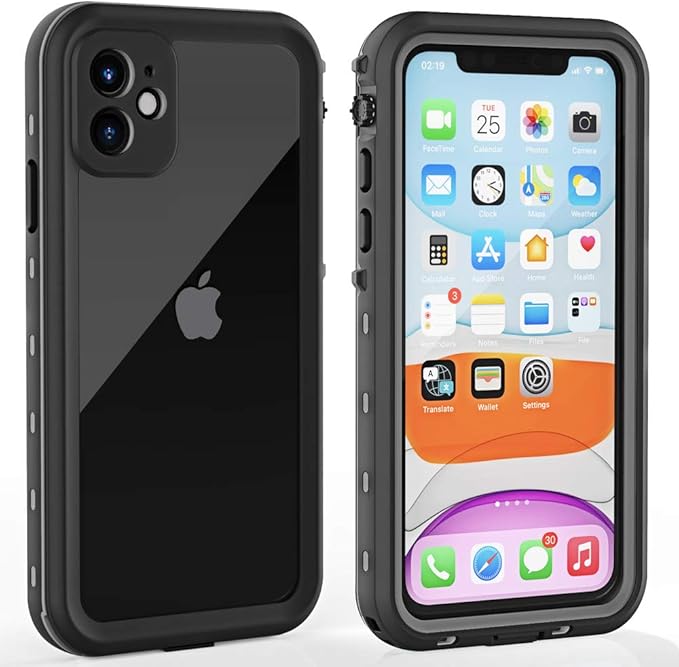 for iPhone 11 Waterproof Case with Screen Protector Full Body Protector Shockproof Dustproof Dirtproof Heavy Duty IP68 Waterproof Case for iPhone 11(6.1inch) (Clear)