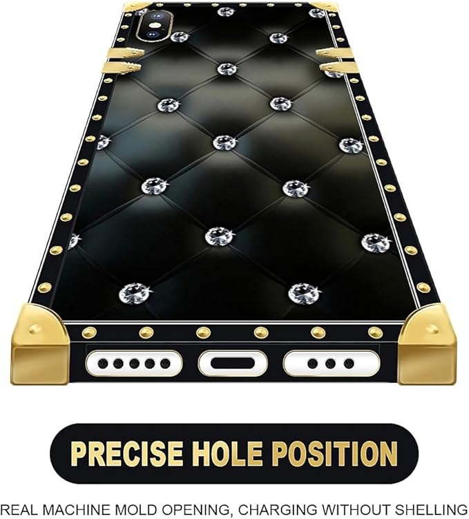 Compatible with iPhone Xs Max Case, Shiny Black Sofa Crystal Luxury Golden Decoration for Girl Women Soft TPU Shockproof Protective Hard PC Back for iPhone Xs Max