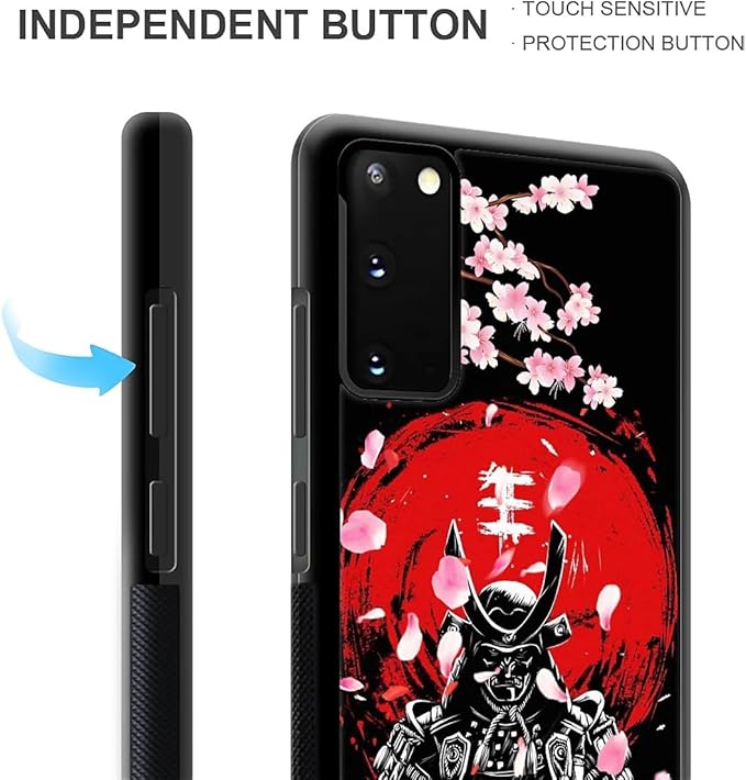 for Samsung Galaxy S20 Case, Sakura Japanese Samurai Pattern Graphic Design Girl Boy Soft Silicone Hard Acrylic Shock Protection for Samsung Galaxy S20