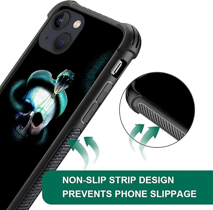 for iPhone 13 Case, Skeleton Winding Snake Pattern Graphic Design Girl Boy Soft Silicone Hard Acrylic Shock Protection for iPhone 13