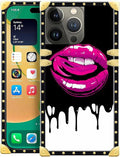 Compatible with iPhone 14 Pro Case, Black White Red Slap Sexy Luxury Golden Decoration for Girl Women Soft TPU Shockproof Protective Hard PC Back for iPhone 14 Pro