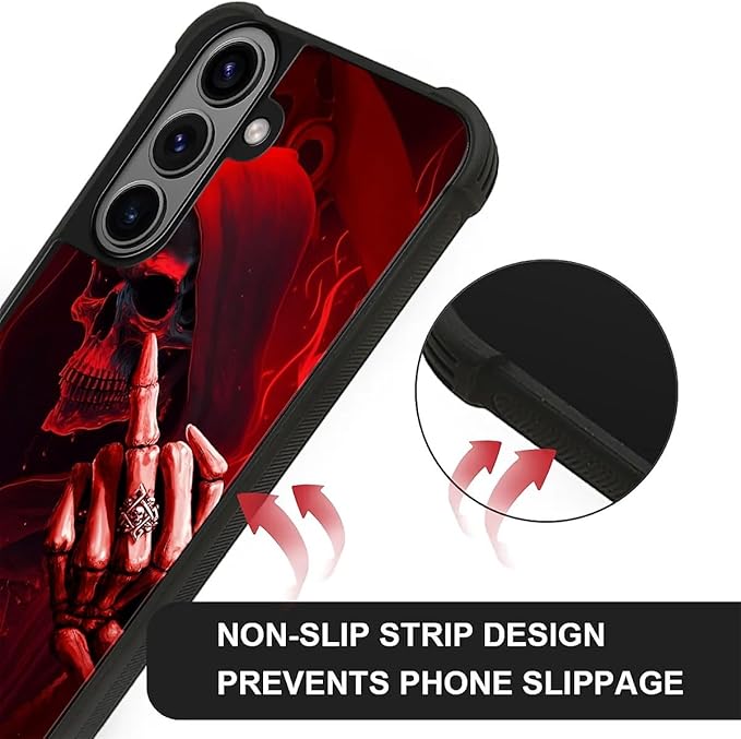 for Samsung Galaxy S26 Case,Graphic Design for Girl Boy Soft Silicone Hard Acrylic Shock Protection Designed for Samsung Galaxy S26 Gestures Funny Skull Pattern