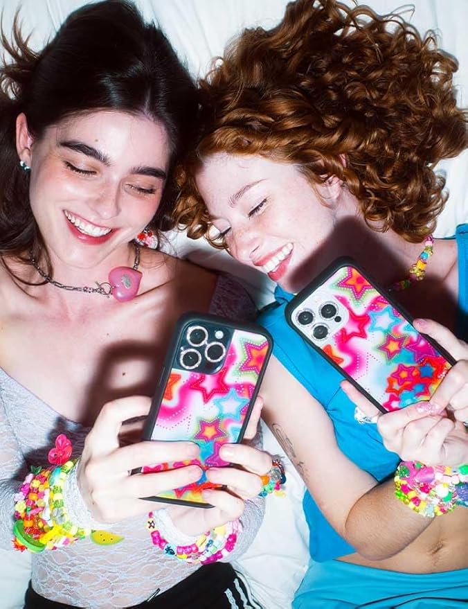 Wildflower Cases - Compatible with iPhone 13 Pro |Protective Black Bumper, 6.5ft Drop Test Certified, Women Owned Small Business | Bright Stars Red Blue Green Orange Cute Trendy | Stardust