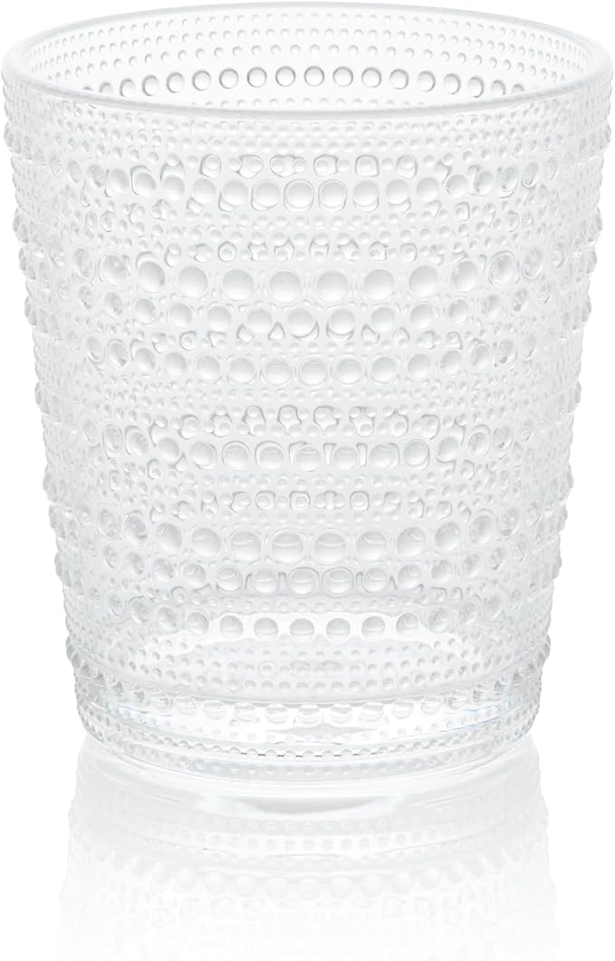 Santa Fe Clear Set of 6 Premium Acrylic DOF Glasses 16 oz – Unbreakable Drinkware with Textured Bubble Design, Dishwasher Safe Tumblers for Indoor & Outdoor Use